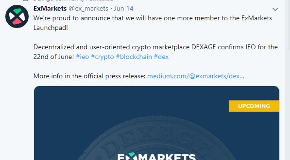 The Revolutionary Exchange -DEXAGE- has secured an IEO on BitForex and Exmarkets.